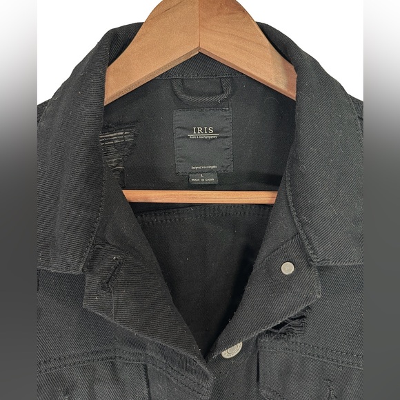 Iris Jeans Black Distressed Denim Jacket Grunge Large - Picture 13 of 15